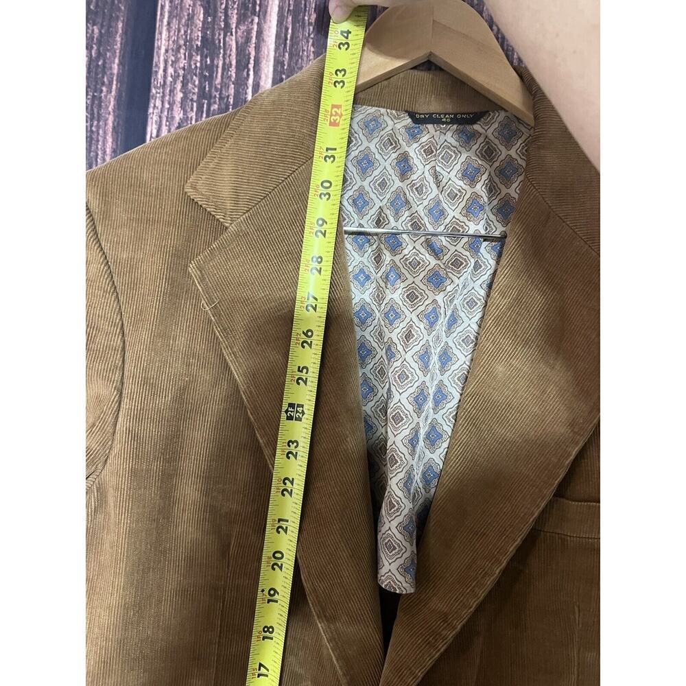 Corduroy Men Blazer Sport Coat Jacket Vintage 80s Haggar Sz 46 Brown Suit - Picture 5 of 13